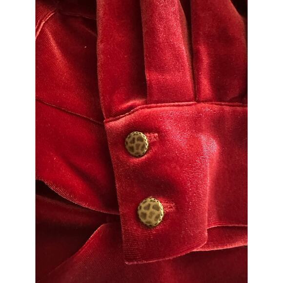 Soft Surroundings Saorise Red Velvet Midi Dress Sz 18 NWOT Ruched Asymmetric - Picture 10 of 13